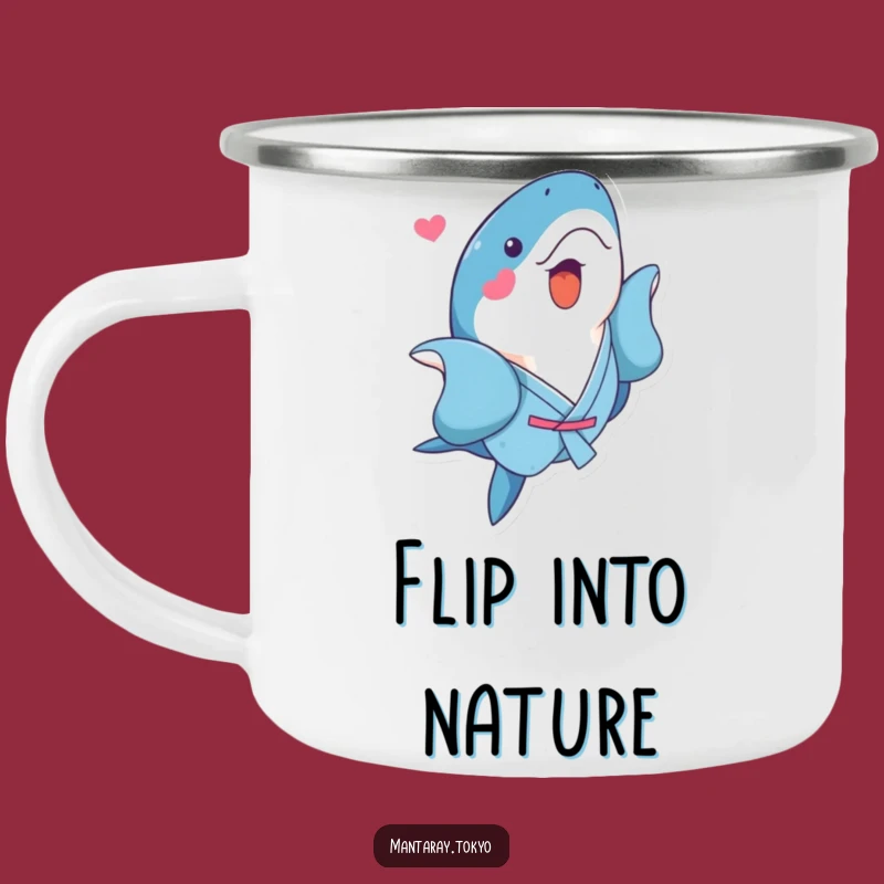 Funny Kawaii Manta Ray Camping Mug: Blue Kimono Flip, Playful Swimmer, Durable Funny Gift