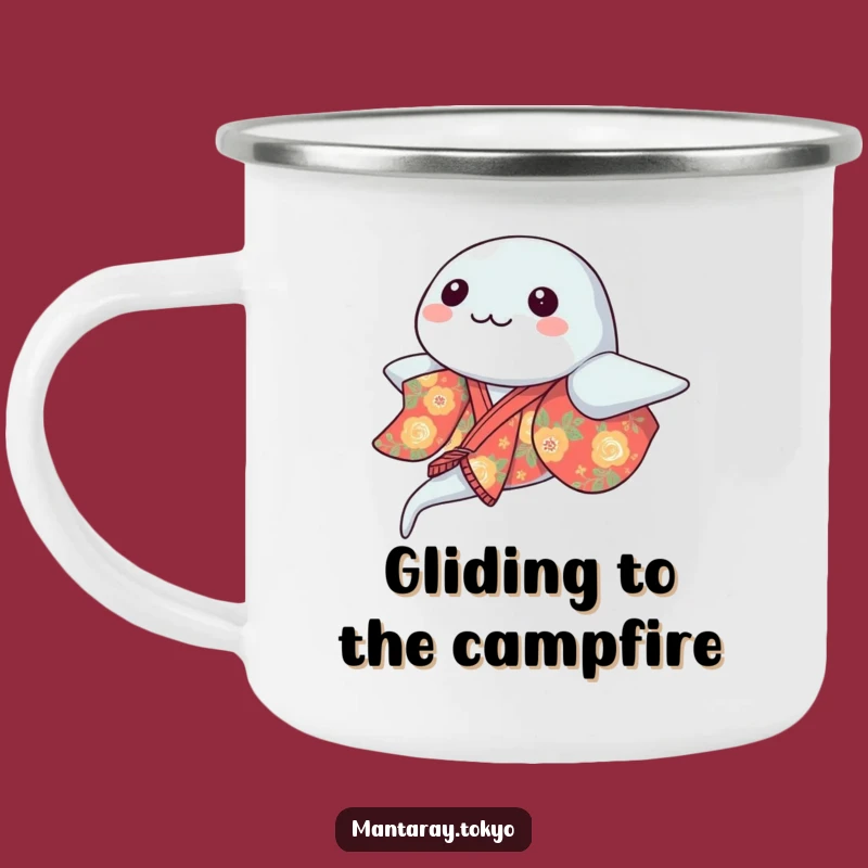 Funny Kawaii Manta Ray Kimono Camping Mug: Adventure Glider Cup, Great Humorous Gift