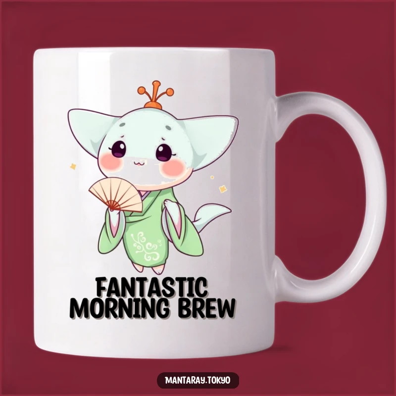Kawaii Manta Ray Funny Kimono Fan Mug: Perfect Funny Gift for Ocean Lovers