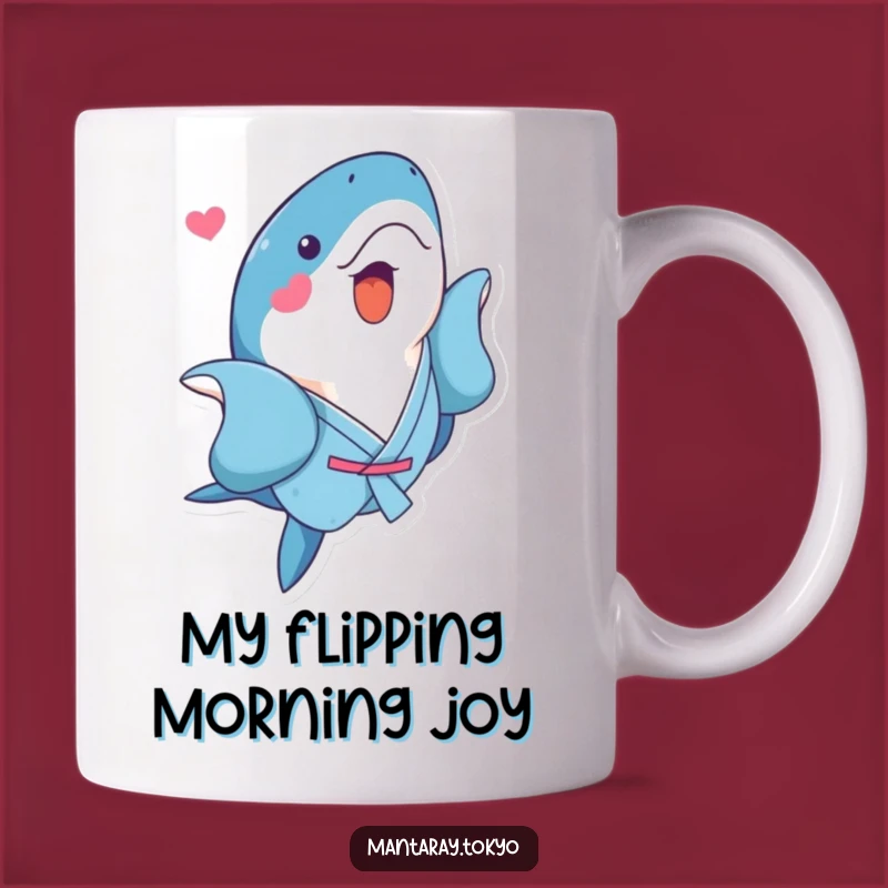 Funny Kawaii Manta Ray Mug: Blue Kimono Flip, Playful Swimmer, Cute Funny Gift