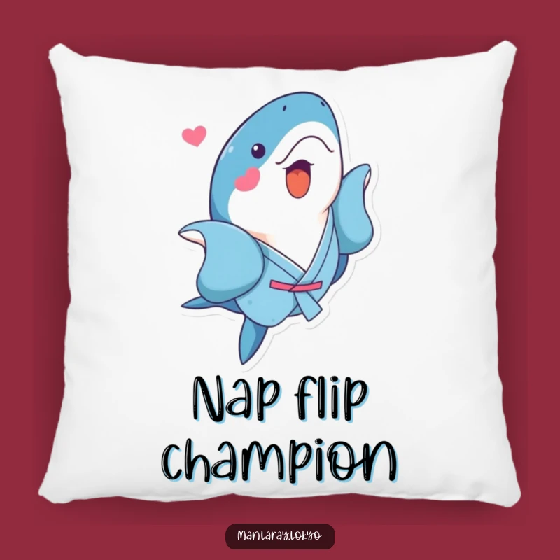 Funny Kawaii Manta Ray Pillow: Cozy Blue Kimono Cushion, Playful Flip Decor, Comfy Funny Gift