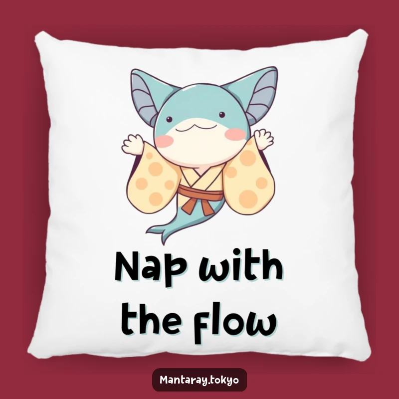 Funny Whimsical Manta Ray Kimono Pillow: Flowing Sleeves, Cozy Humorous Decor