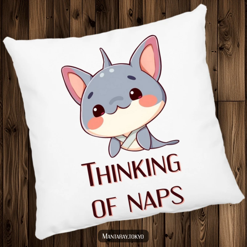 Funny Manta Ray Pillow: A kawaii manta ray curiously tilting its head, its neat kimono collar adding a touch of gentle humor.