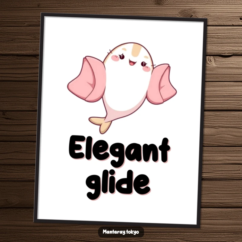 Funny Manta Ray Digital Art: A kawaii manta ray gracefully flips in its kimono, perfect for humorous, instant wall decor.