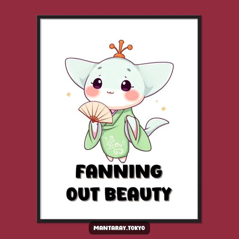 Funny Kawaii Manta Ray Kimono Digital Art: Instant Charm & Humor Download