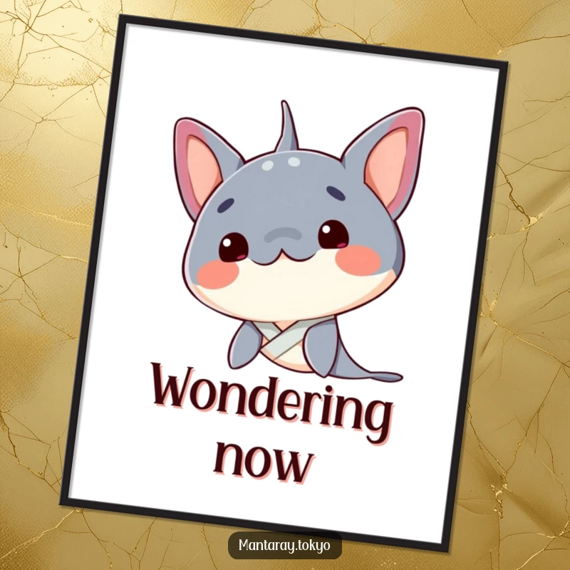 Funny Manta Ray Digital Art: A kawaii manta ray curiously tilting its head, its neat kimono collar adding gentle humor to decor.