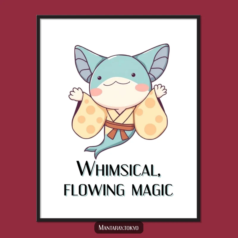 Funny Whimsical Manta Ray Kimono Digital Art: Flowing Sleeves, Enchanting Humorous Gift