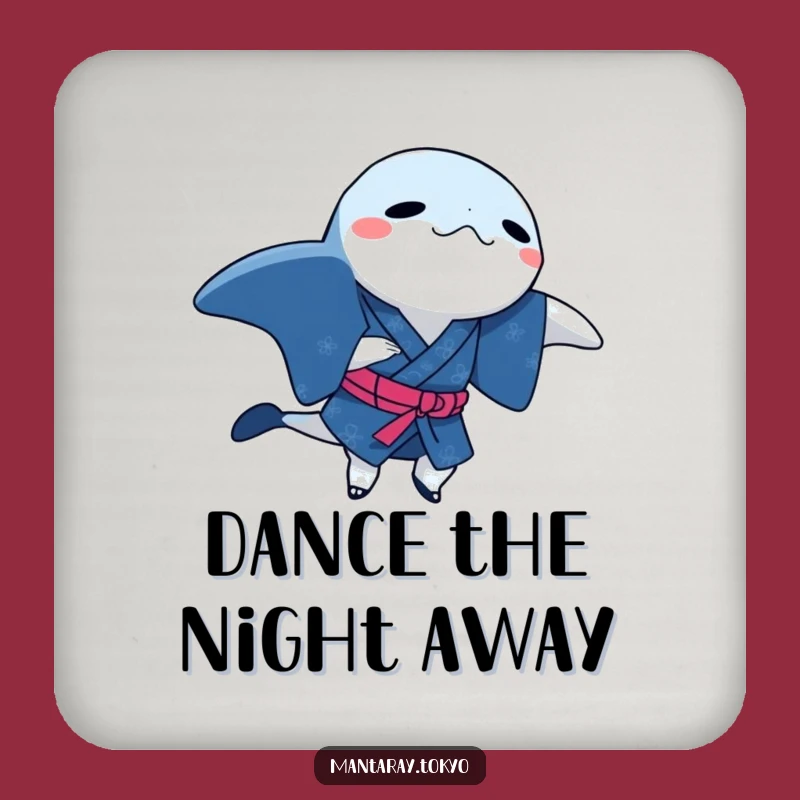 Funny Manta Ray Indigo Kimono Coaster: Dancing Step, Small Humorous Gift