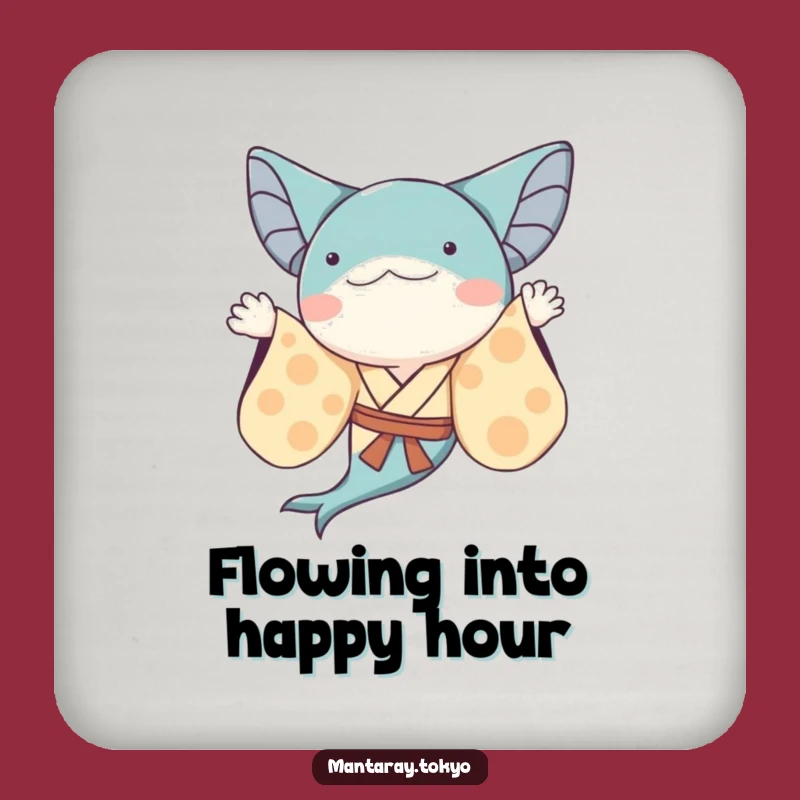 Funny Whimsical Manta Ray Kimono Coaster: Flowing Sleeves, Small Humorous Gift