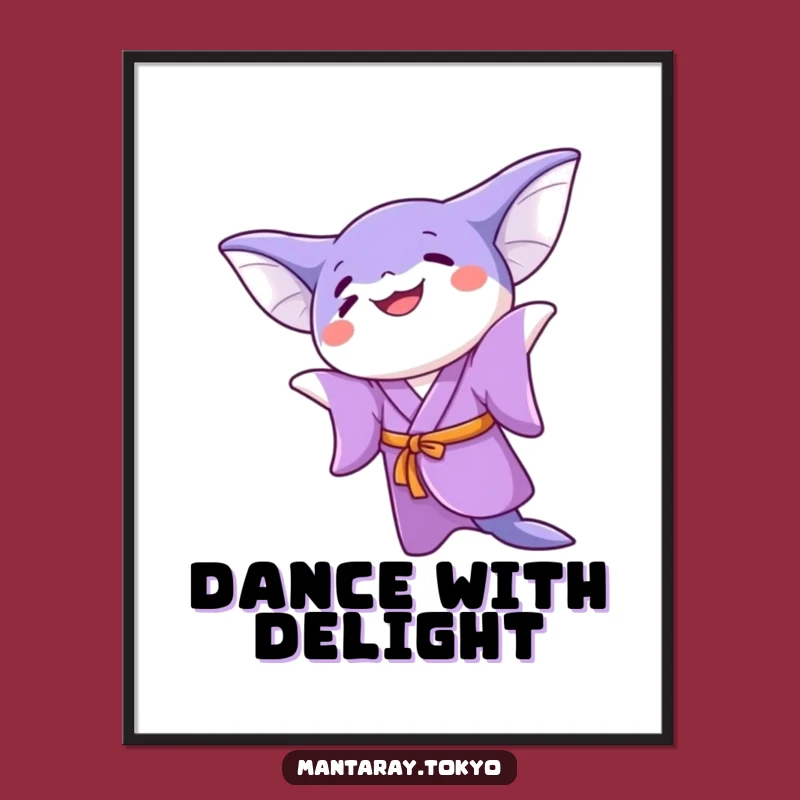 Funny Kawaii Manta Ray Twirling Poster: Dynamic Art & Humor