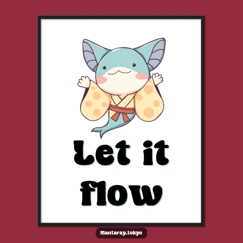 Funny Whimsical Manta Ray Kimono Poster: Flowing Sleeves, Whimsical Humorous Art