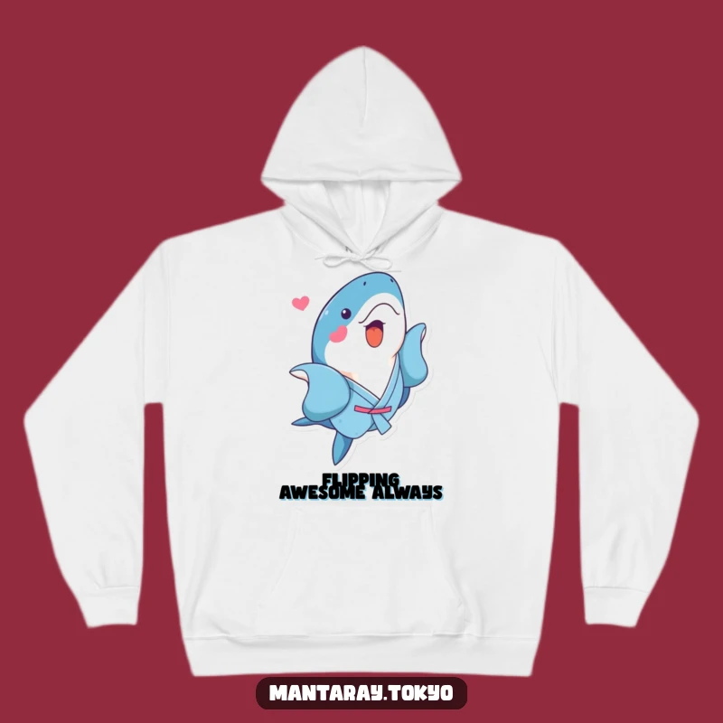 Funny Kawaii Manta Ray Hoodie: Cozy Blue Kimono Design, Playful Flip Wear, Warm Funny Gift