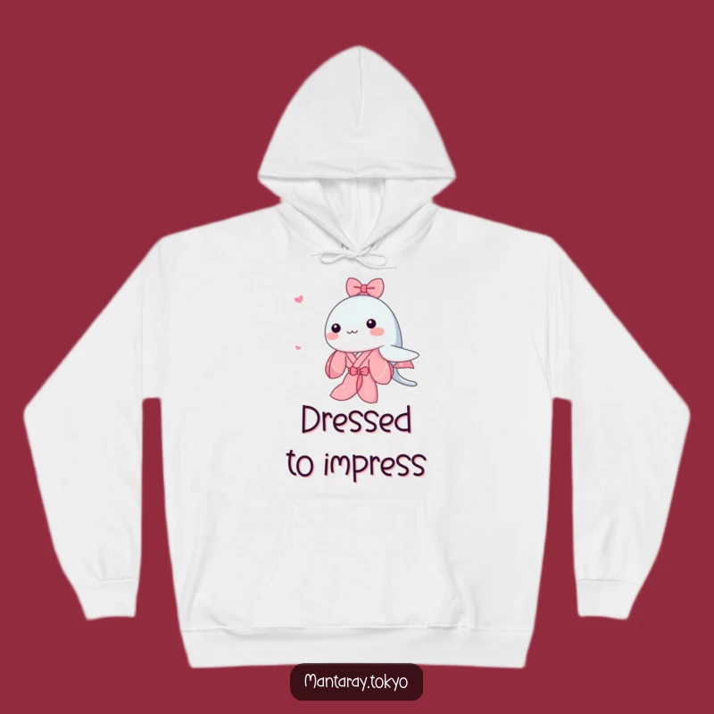 Funny Kawaii Manta Ray Hoodie: Cozy Pink Kimono Design, Cute Ocean Wear, Warm Funny Gift
