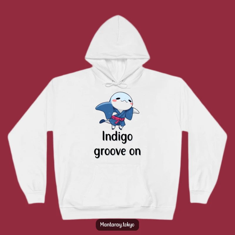 Funny Manta Ray Indigo Kimono Hoodie: Dancing Step, Cozy Humorous Gift