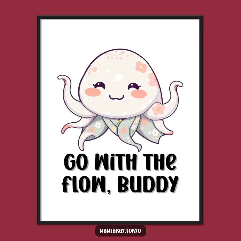 Free Printable Smiling Manta Ray Wall Art: Funny Kimono Downloadable Art Gift