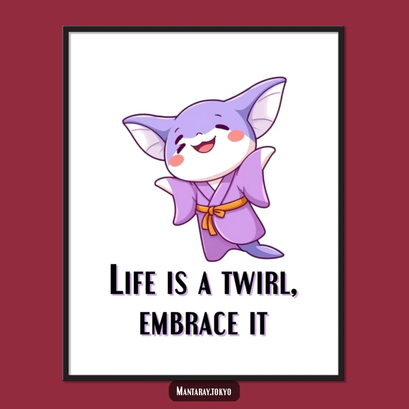 Free Printable Kawaii Manta Ray Kimono Art - Funny Downloadable Wall Decor