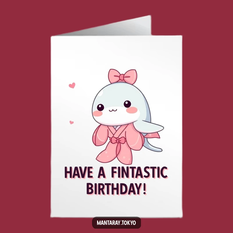 Free Printable Birthday Card: Kawaii Manta Ray - Adorable Downloadable Gift!