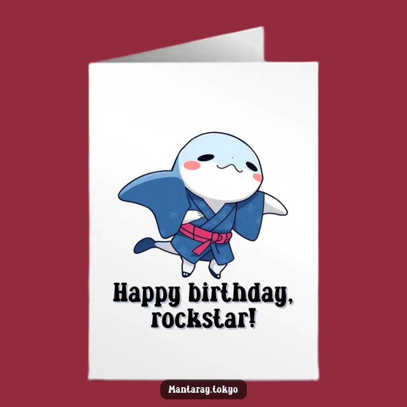 Free Printable Dancing Manta Ray Birthday Card: Funny Kimono Downloadable Gift