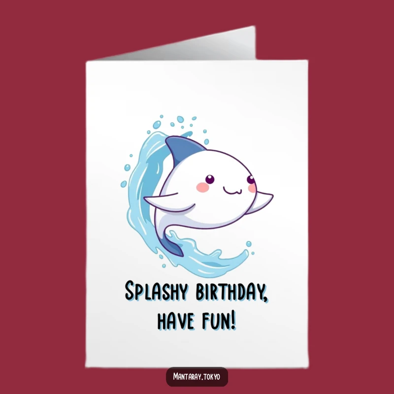 Free Printable Birthday Card: Funny Splashing Mantaray Downloadable Gift