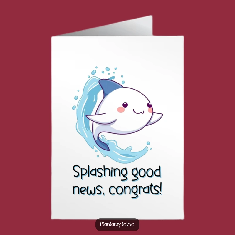 Free Printable Congrats Card: Funny Splashing Mantaray Downloadable Gift