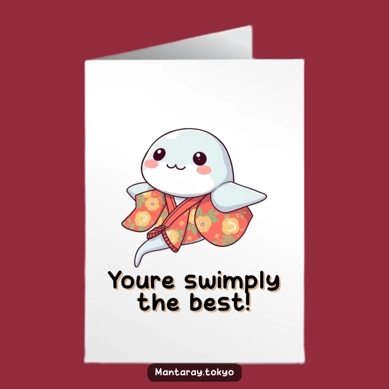 Free Printable Kawaii Manta Ray Congrats Card: Funny Downloadable Kimono Gift
