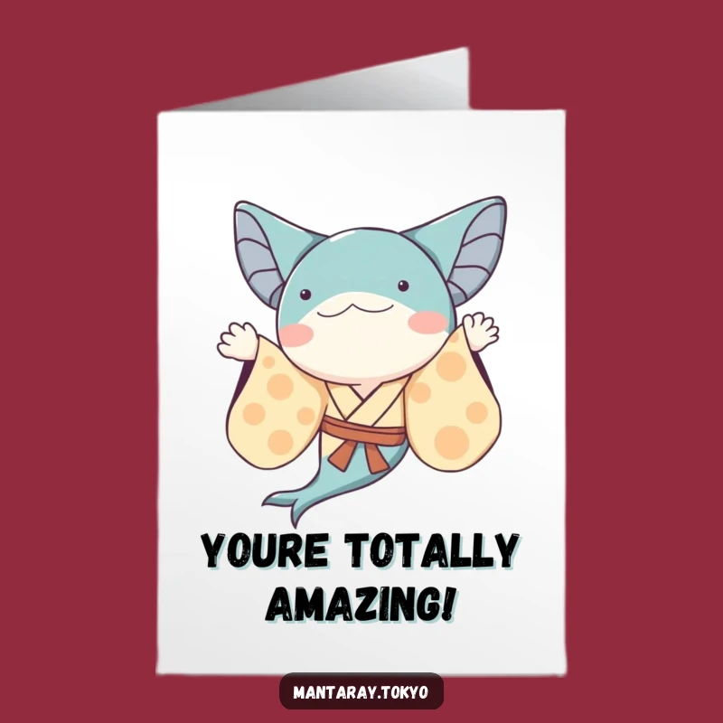 Free Printable Whimsical Manta Ray Congrats Card: Funny Kimono Downloadable Gift