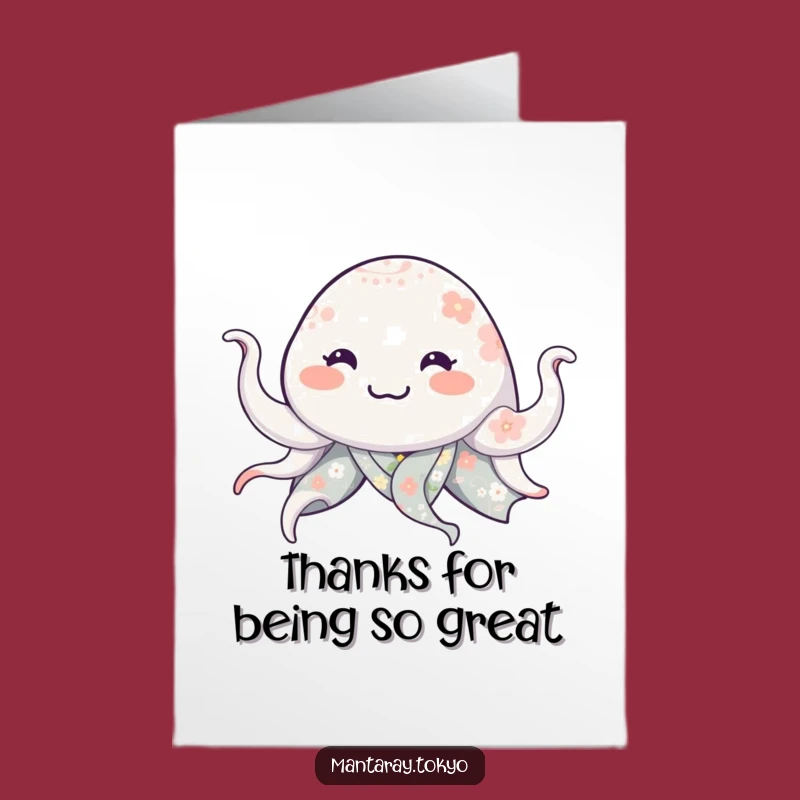 Free Printable Smiling Manta Ray Thank You Card: Funny Kimono Downloadable Gift