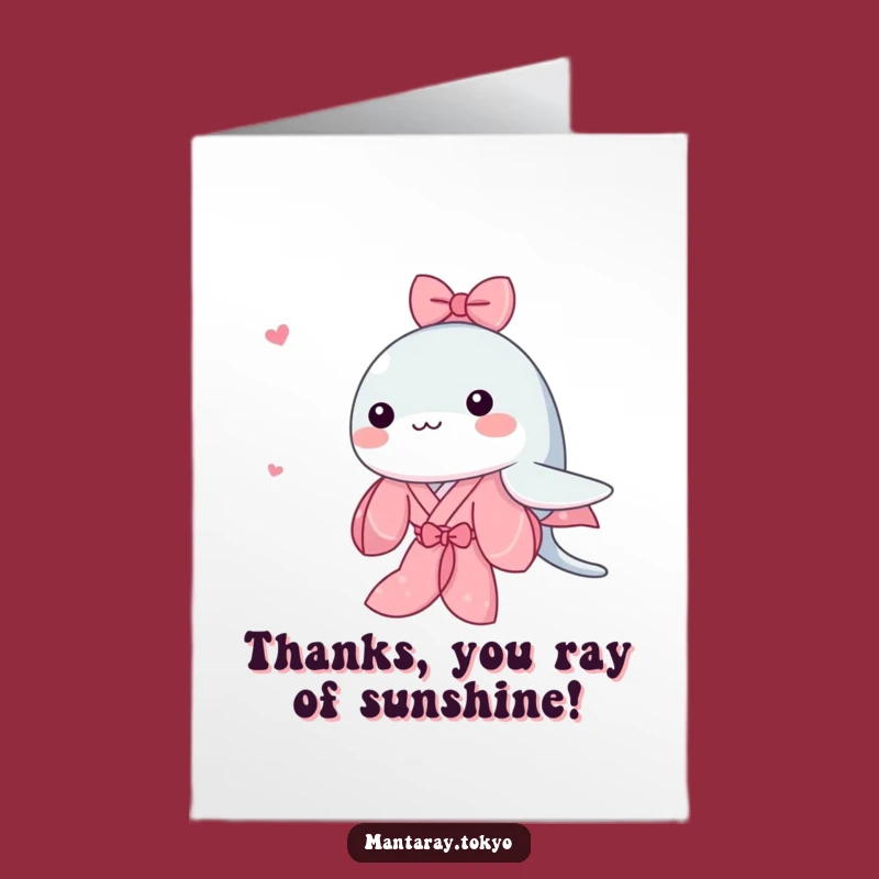 Free Printable Thank You Card: Pink Kimono Ray - Adorable Downloadable Gift!