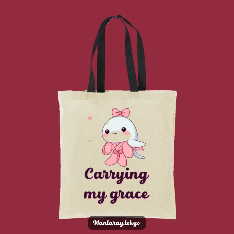 Funny Kawaii Manta Ray Tote Bag: Pink Kimono Art, Cute Swimmer, Handy Funny Gift